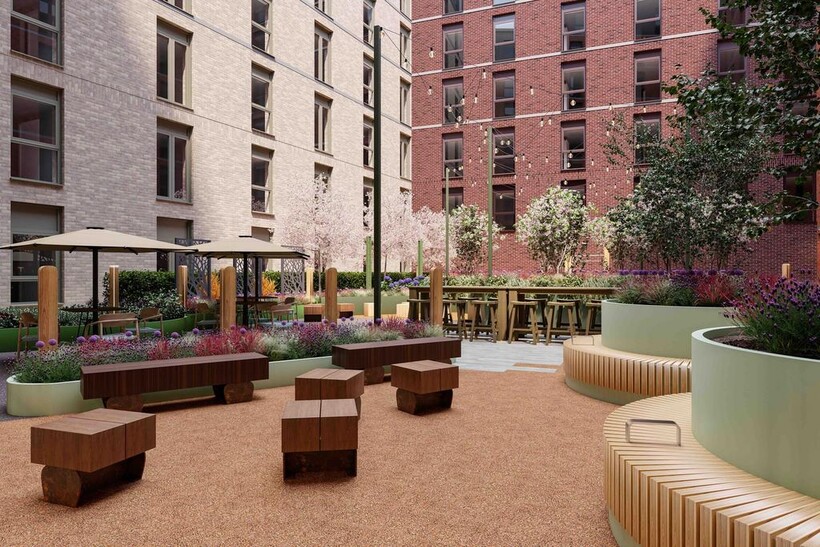 A beautifully designed garden area with ample s...