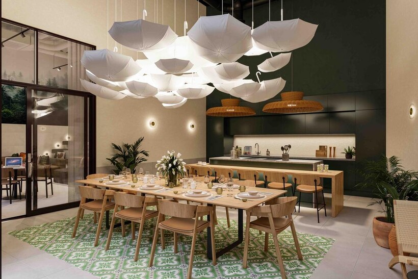 A stylish and spacious communal lounge featurin...