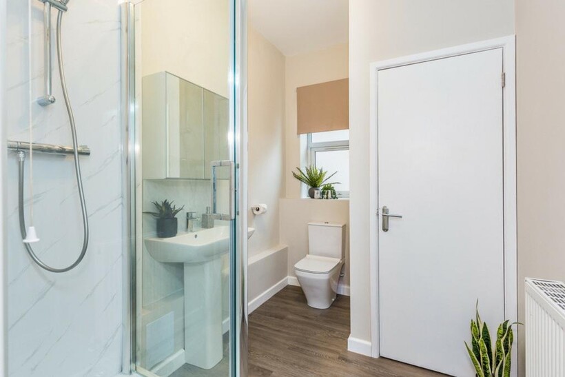 A modern and well-maintained bathroom featuring...