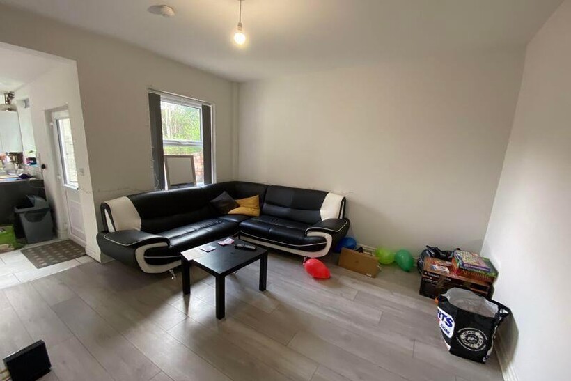 A modern and inviting living room featuring a c...